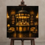Premium Wall Art Kare Html Edition – NM3-YLW-LC-S-005 displayed on a studio easel