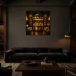 Premium Wall Art Kare Html Edition – NM3-YLW-LC-S-005 shown in a warm modern interior