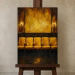 Premium Wall Art Dikey Html Edition – NM3-YLW-LC-V-001 displayed on a studio easel