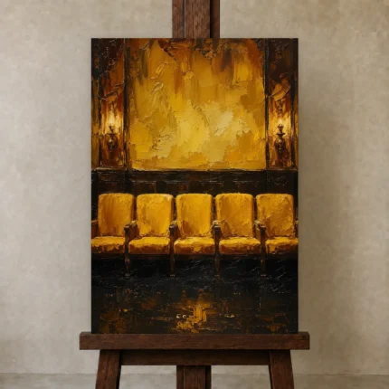Premium Wall Art Dikey Html Edition – NM3-YLW-LC-V-001 displayed on a studio easel