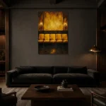 Premium Wall Art Dikey Html Edition – NM3-YLW-LC-V-001 shown in a warm modern interior