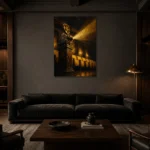 Premium Wall Art Dikey Html Edition – NM3-YLW-LC-V-004 shown in a warm modern interior