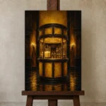 Premium Wall Art Dikey Html Edition – NM3-YLW-LC-V-005 displayed on a studio easel