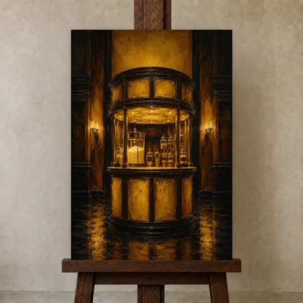 Premium Wall Art Dikey Html Edition – NM3-YLW-LC-V-005 displayed on a studio easel
