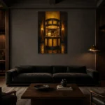 Premium Wall Art Dikey Html Edition – NM3-YLW-LC-V-005 shown in a warm modern interior