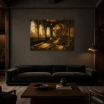 Premium Wall Art Yatay Html Edition – NM3-YLW-SO-H-001 shown in a warm modern interior
