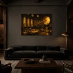 Premium Wall Art Yatay Html Edition – NM3-YLW-SO-H-003 shown in a warm modern interior