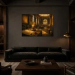 Premium Wall Art Yatay Html Edition – NM3-YLW-SO-H-004 shown in a warm modern interior