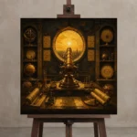 Premium Wall Art Kare Html Edition – NM3-YLW-SO-S-003 displayed on a studio easel