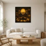 Premium Wall Art Kare Html Edition – NM3-YLW-SO-S-003 styled in a refined neutral interior