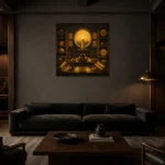 Premium Wall Art Kare Html Edition – NM3-YLW-SO-S-003 shown in a warm modern interior