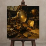 Premium Wall Art Kare Html Edition – NM3-YLW-SO-S-004 displayed on a studio easel