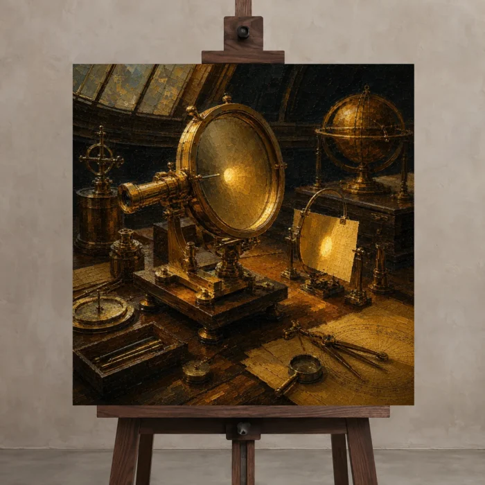 Premium Wall Art Kare Html Edition – NM3-YLW-SO-S-004 displayed on a studio easel