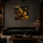 Premium Wall Art Kare Html Edition – NM3-YLW-SO-S-004 shown in a warm modern interior