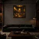 Premium Wall Art Kare Html Edition – NM3-YLW-SO-S-005 shown in a warm modern interior