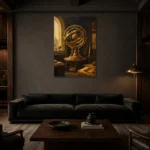 Premium Wall Art Dikey Html Edition – NM3-YLW-SO-V-001 shown in a warm modern interior