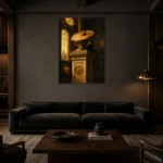 Premium Wall Art Dikey Html Edition – NM3-YLW-SO-V-002 shown in a warm modern interior