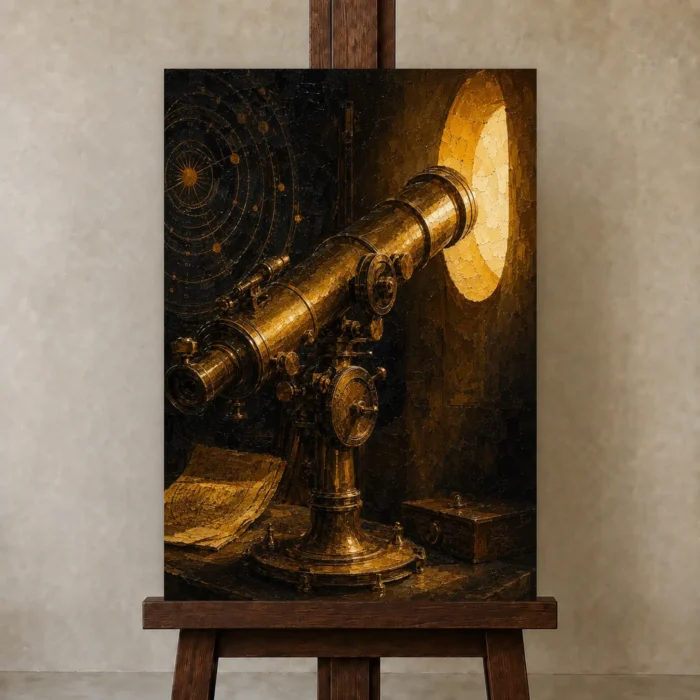 Premium Wall Art Dikey Html Edition – NM3-YLW-SO-V-003 displayed on a studio easel
