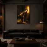 Premium Wall Art Dikey Html Edition – NM3-YLW-SO-V-003 shown in a warm modern interior