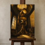 Premium Wall Art Dikey Html Edition – NM3-YLW-SO-V-004 displayed on a studio easel