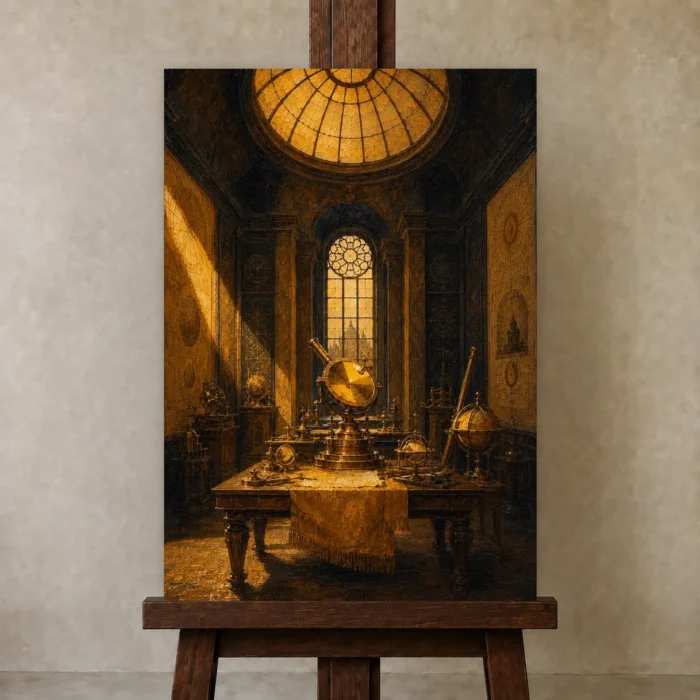 Premium Wall Art Dikey Html Edition – NM3-YLW-SO-V-005 displayed on a studio easel