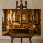Premium Wall Art Yatay Html Edition – NM3-YLW-ST-H-002 displayed on a studio easel