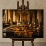 Premium Wall Art Yatay Html Edition – NM3-YLW-ST-H-003 displayed on a studio easel
