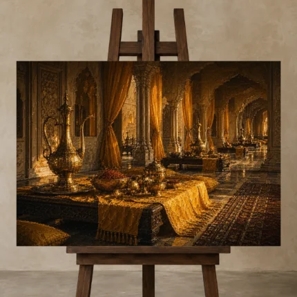 Premium Wall Art Yatay Html Edition – NM3-YLW-ST-H-004 displayed on a studio easel