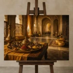 Premium Wall Art Yatay Html Edition – NM3-YLW-ST-H-005 displayed on a studio easel