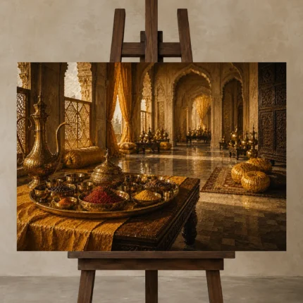 Premium Wall Art Yatay Html Edition – NM3-YLW-ST-H-005 displayed on a studio easel