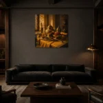 Premium Wall Art Kare Html Edition – NM3-YLW-ST-S-001 shown in a warm modern interior