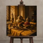 Premium Wall Art Kare Html Edition – NM3-YLW-ST-S-002 displayed on a studio easel