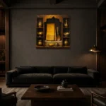 Premium Wall Art Kare Html Edition – NM3-YLW-ST-S-003 shown in a warm modern interior