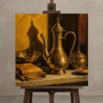 Premium Wall Art Kare Html Edition – NM3-YLW-ST-S-004 displayed on a studio easel