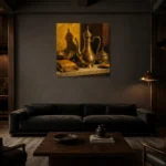 Premium Wall Art Kare Html Edition – NM3-YLW-ST-S-004 shown in a warm modern interior