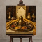Premium Wall Art Kare Html Edition – NM3-YLW-ST-S-005 displayed on a studio easel
