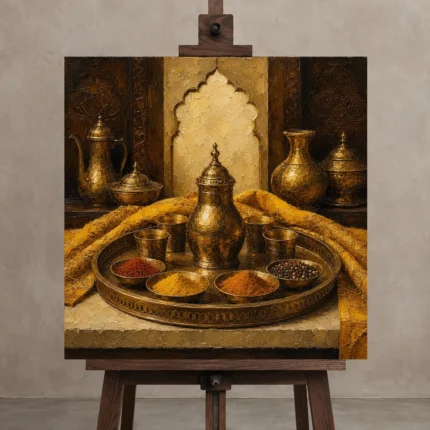 Premium Wall Art Kare Html Edition – NM3-YLW-ST-S-005 displayed on a studio easel