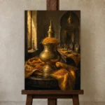 Premium Wall Art Dikey Html Edition – NM3-YLW-ST-V-001 displayed on a studio easel