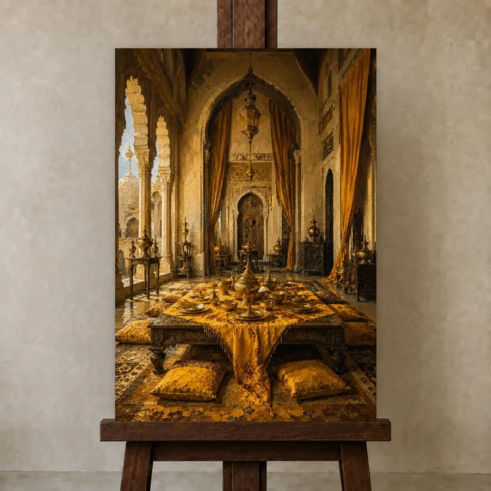 Premium Wall Art Dikey Html Edition – NM3-YLW-ST-V-002 displayed on a studio easel