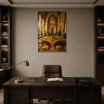 Premium Wall Art Dikey Html Edition – NM3-YLW-ST-V-002 displayed in a contemporary gallery-inspired room