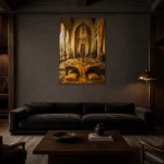 Premium Wall Art Dikey Html Edition – NM3-YLW-ST-V-002 shown in a warm modern interior