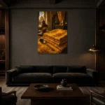 Premium Wall Art Dikey Html Edition – NM3-YLW-ST-V-003 shown in a warm modern interior