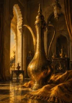 Saffron Portrait Tall Ewer Casting A Warm Shadow Yellow Breakfast Nook Wall Art