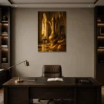Premium Wall Art Dikey Html Edition – NM3-YLW-ST-V-004 displayed in a contemporary gallery-inspired room