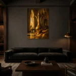 Premium Wall Art Dikey Html Edition – NM3-YLW-ST-V-004 shown in a warm modern interior