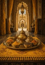 Saffron Ascent Ceremonial Tray With Spices And Small Cups Yellow Dining Room Wall Art
