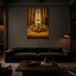 Premium Wall Art Dikey Html Edition – NM3-YLW-ST-V-005 shown in a warm modern interior