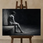Premium Wall Art Yatay Html Edition – NUDE0826006 displayed on a studio easel