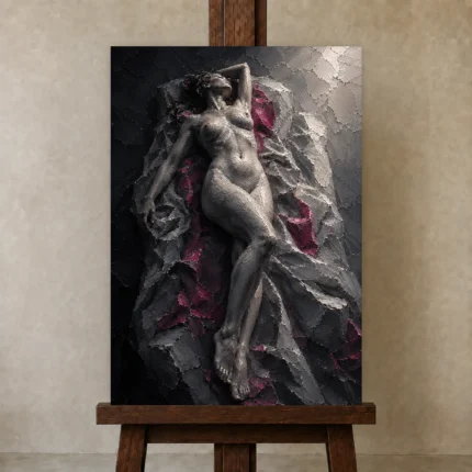 Premium Wall Art Dikey Html Edition – NUDE0826008 displayed on a studio easel