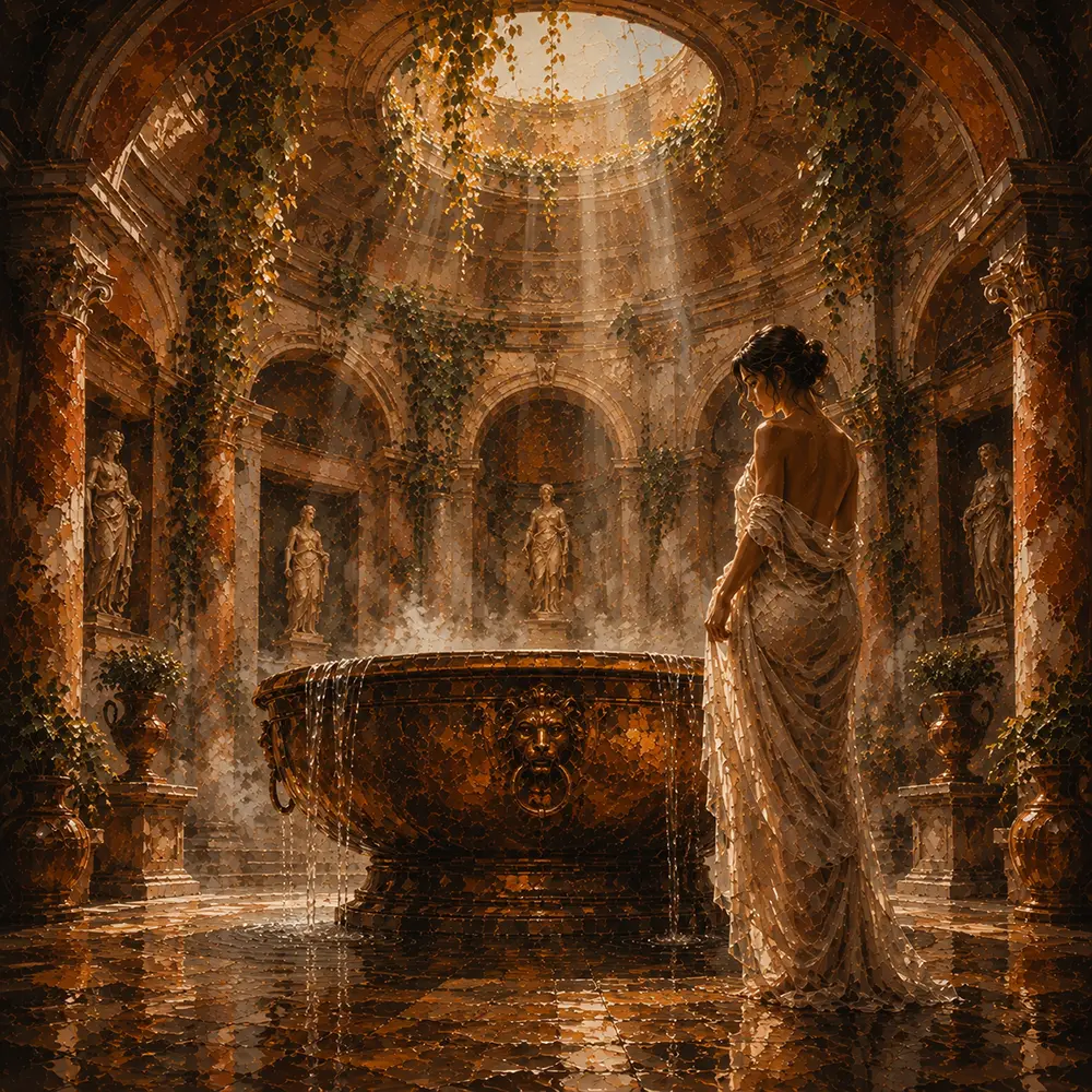 Bronze Reflection Nude Wall Painting Clay & Moss Art Print